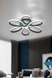 Living and Home 74W Modern Black Acrylic Petal LED Semi Ceiling Light - thumbnail 5