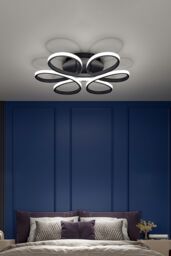 Living and Home 74W Modern Black Acrylic Petal LED Semi Ceiling Light - thumbnail 2