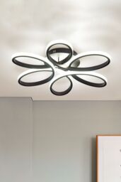 Living and Home 74W Modern Black Acrylic Petal LED Semi Ceiling Light - thumbnail 6
