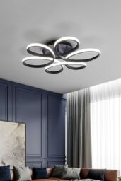 Living and Home 74W Modern Black Acrylic Petal LED Semi Ceiling Light - thumbnail 1