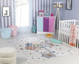 Livabliss Lilian Kids Multicoloured Beige Grey Washable Rug for Children's Rooms - Size: 160 cm x 215 cm