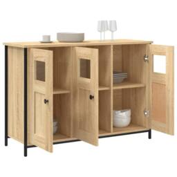 Berkfield Home Sideboard Sonoma Oak 100x35x70 cm Engineered Wood in Brown - Size: 100 x 35 x 70 cm - thumbnail 4