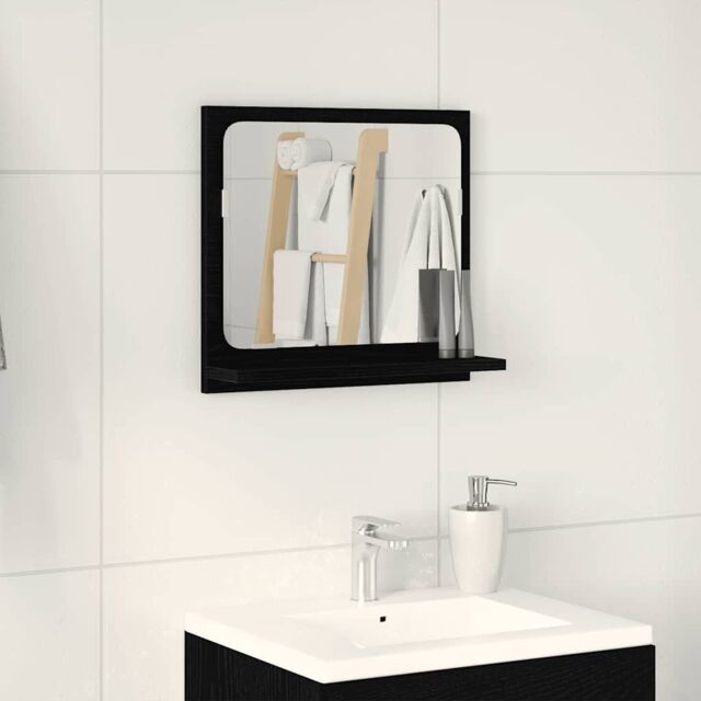 Berkfield Home Bathroom Mirror Black Oak 40x10.5x37 cm Engineered Wood - image 1