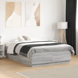 Berkfield Home Modern Bed Frame without Mattress Grey Sonoma 120x190 cm Small Double - thumbnail 2
