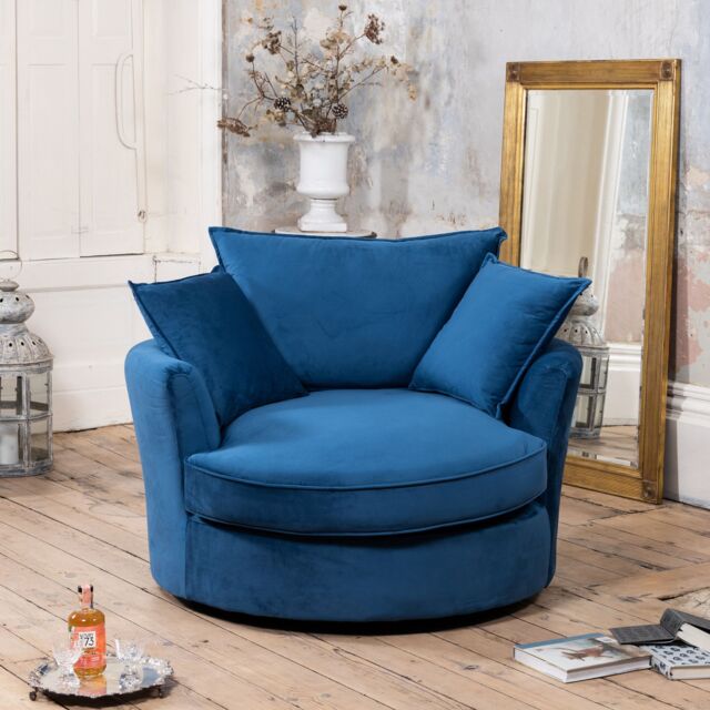 Artemis Home Havana Velvet Swivel Base Cuddle Chair in Blue - image 1