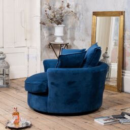 Artemis Home Havana Velvet Swivel Base Cuddle Chair in Blue - thumbnail 5