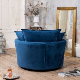 Artemis Home Havana Velvet Swivel Base Cuddle Chair in Blue - thumbnail 4