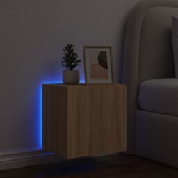 Berkfield Home TV Wall Cabinet with LED Lights Sonoma Oak 40.5x35x40 cm in Brown - thumbnail 4