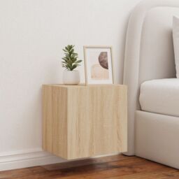 Berkfield Home TV Wall Cabinet with LED Lights Sonoma Oak 40.5x35x40 cm in Brown - thumbnail 5
