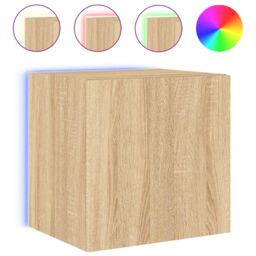 Berkfield Home TV Wall Cabinet with LED Lights Sonoma Oak 40.5x35x40 cm in Brown - thumbnail 2