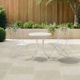 Charles Bentley Leaf Design Rustic Metal Garden Bistro Set in White - thumbnail 1