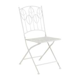 Charles Bentley Leaf Design Rustic Metal Garden Bistro Set in White - thumbnail 6