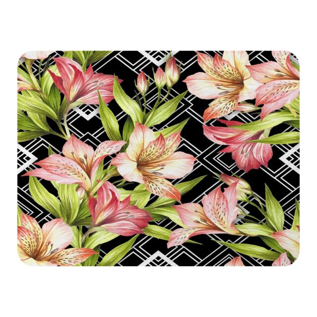Benjamin Tate Design Bright Plants On Geometric Blanket in Natural - Size: 120 cm x 150 cm - image 1