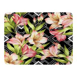 Benjamin Tate Design Bright Plants On Geometric Blanket in Natural - Size: 120 cm x 150 cm - thumbnail 1