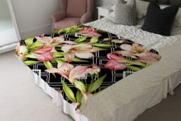 Benjamin Tate Design Bright Plants On Geometric Blanket in Natural - Size: 120 cm x 150 cm - thumbnail 3