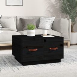 Berkfield Home Coffee Table Black 60x53x35 cm Solid Wood Pine - Size: 60 x 53 x 35 cm