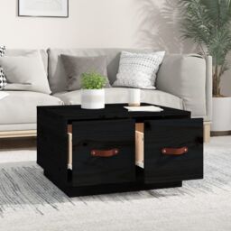 Berkfield Home Coffee Table Black 60x53x35 cm Solid Wood Pine - Size: 60 x 53 x 35 cm - thumbnail 3