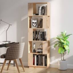 Berkfield Home Book Cabinet/Room Divider 51x25x163.5 cm Solid Wood Pine in Light Brown - thumbnail 3