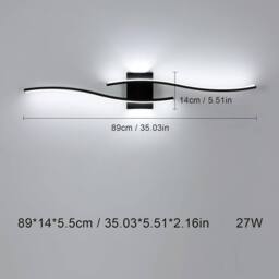 COMELY LED Wall Lights Indoor 27W, Modern Black Wall Lights 6500K Cool Light - thumbnail 7