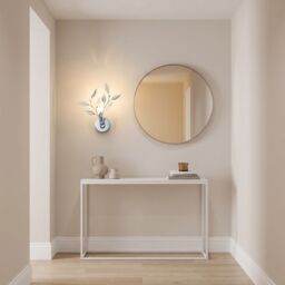 Happy Homewares Modern Birch Chrome Wall Light Fixture with Clear & White Leaves in Silver - thumbnail 2