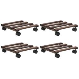 Berkfield Home Plant Rollers 4 pcs Cedar Wood 25x25 cm in Brown - thumbnail 2