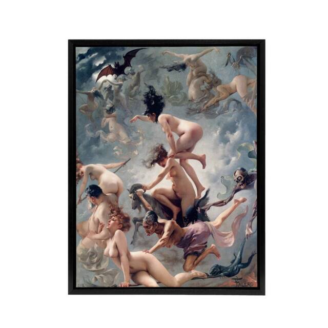 "Artery8 Falero Witches Going To Their Sabbath Framed Canvas Wall Art Print in Grey - Size: W12"" x H16""" - image 1