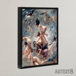 "Artery8 Falero Witches Going To Their Sabbath Framed Canvas Wall Art Print in Grey - Size: W12"" x H16""" - thumbnail 2
