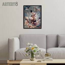 "Artery8 Falero Witches Going To Their Sabbath Framed Canvas Wall Art Print in Grey - Size: W12"" x H16""" - thumbnail 3