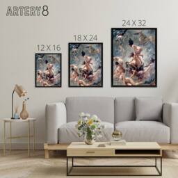 "Artery8 Falero Witches Going To Their Sabbath Framed Canvas Wall Art Print in Grey - Size: W12"" x H16""" - thumbnail 4
