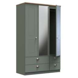 Ready Assembled 2 U Albert Tall Triple 2 Drawer Mirror + Drawer Wardrobe (Ready Assembled) in Pale Green - thumbnail 6