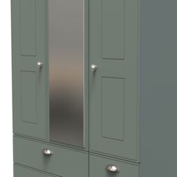 Ready Assembled 2 U Albert Tall Triple 2 Drawer Mirror + Drawer Wardrobe (Ready Assembled) in Pale Green - thumbnail 4