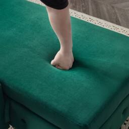 BTM Velvet Chaise Lounge with Storage & Pillow, Right Armrest in Green - Size: 1 Pack - thumbnail 5