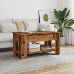 Berkfield Home Modern Coffee Table Old Wood 101x49x52 cm Engineered Wood in Brown - Size: 101 x 49 x 52 cm - thumbnail 4