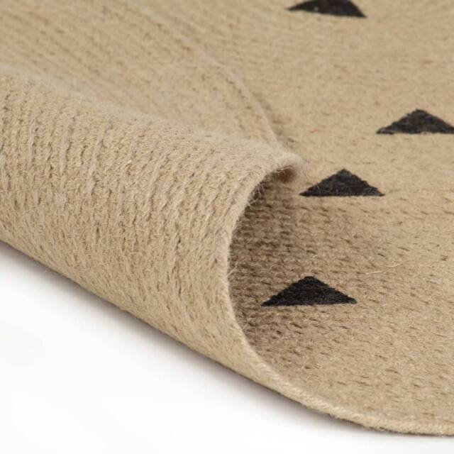 Berkfield Home Handmade Rug Jute with Triangle Print 150 cm in Natural - Size: 100 cm diameter - image 1
