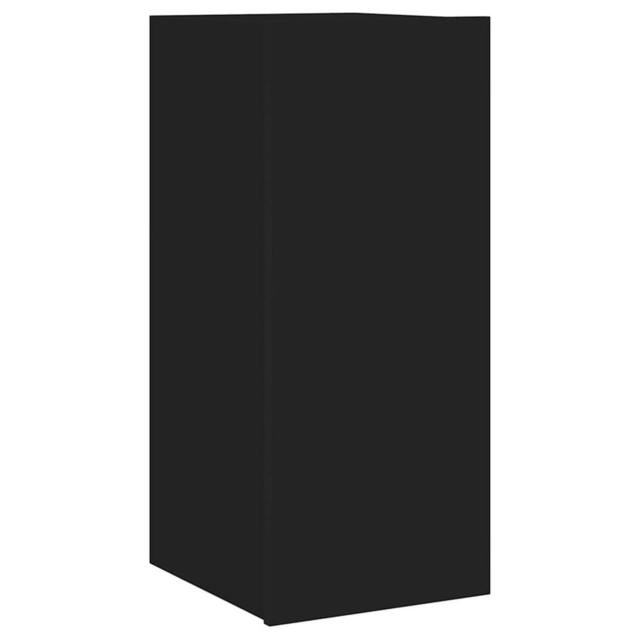 Berkfield Home TV Wall Cabinet with LED Lights Black 30.5x35x70 cm - image 1