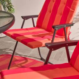 OHS 2 x Stripe Garden Seat Pad Outdoor High Back Chair Cushion - thumbnail 2