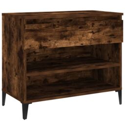 Berkfield Home Shoe Cabinet Smoked Oak 70x36x60 cm Engineered Wood in Brown - Size: 70 x 36 x 60 cm - thumbnail 2