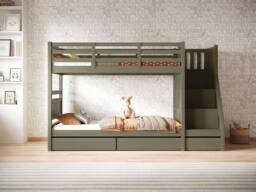 Flair Lunar Staircase Bunk Bed with Storage in Green - Size: Single - thumbnail 3