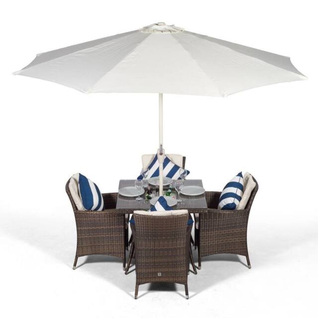 Thats Furniture Savannah Square 4 Seater Patio Dining Set Ice Bucket Drinks Cooler in Brown - image 1