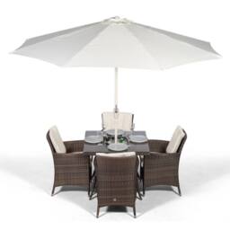 Thats Furniture Savannah Square 4 Seater Patio Dining Set Ice Bucket Drinks Cooler in Brown - thumbnail 5