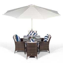 Thats Furniture Savannah Square 4 Seater Patio Dining Set Ice Bucket Drinks Cooler in Brown - thumbnail 1