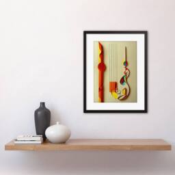 "Artery8 Kandinsky Abstract Musical Symbol Clefs Music Yellow Framed Art Print in Beige - Size: W12"" x H16""" - thumbnail 2