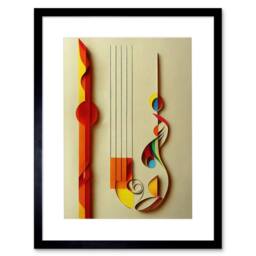 "Artery8 Kandinsky Abstract Musical Symbol Clefs Music Yellow Framed Art Print in Beige - Size: W12"" x H16""" - thumbnail 1