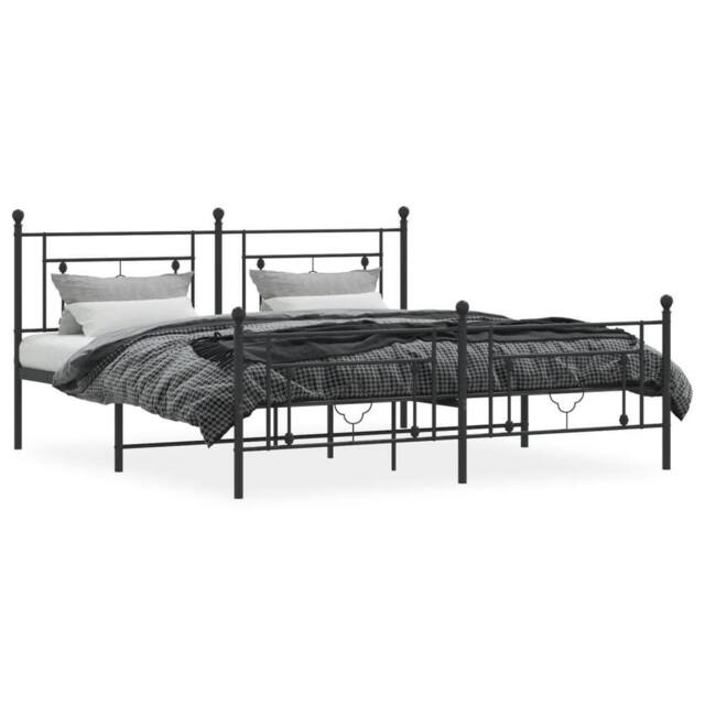 Berkfield Home Metal Bed Frame without Mattress with Footboard Black 183x213cm - Size: 183x213 cm - image 1