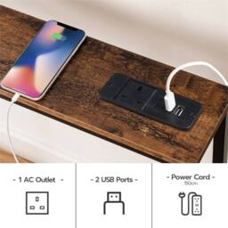 Nordara Console Table with Charging Station Behind Sofa Couch Hallway Table in Black - thumbnail 6