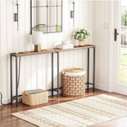 Nordara Console Table with Charging Station Behind Sofa Couch Hallway Table in Black - thumbnail 3