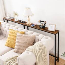 Nordara Console Table with Charging Station Behind Sofa Couch Hallway Table in Black - thumbnail 5