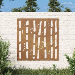 Berkfield Home Garden Wall Decoration 55x55 cm Corten Steel Bamboo Design in Brown - thumbnail 2