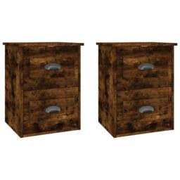 Berkfield Home Elegant Wall-mounted Bedside Cabinets 2 pcs Smoked Oak 41.5x36x53cm in Brown - Size: 41.5x36x53 cm - thumbnail 3