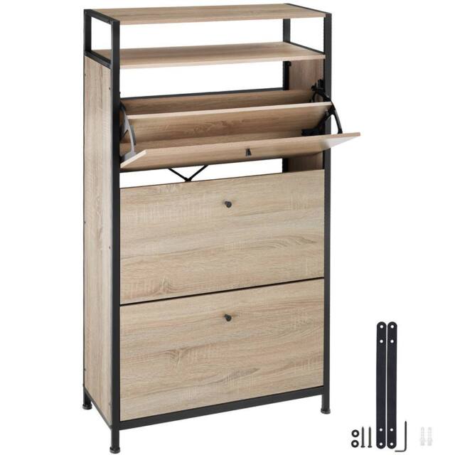 tectake Shoe Rack Braddock 61 Cm - Industrial Wood Light, Oak Sonoma in Light Oak - image 1